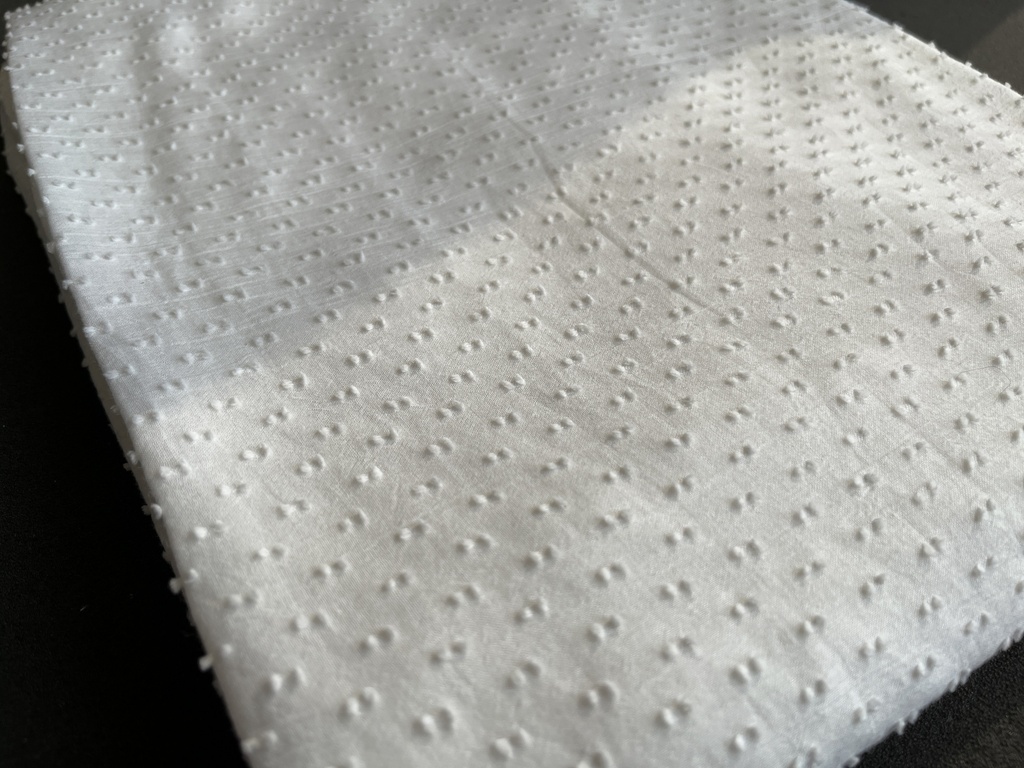 Cotton Swiss Dot Crinkle White